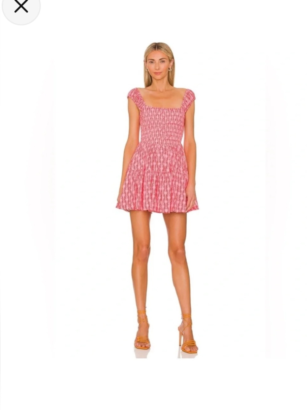 Free People Sweet Annie Dress Pink orange Smocked Mini Small Boho Rush Cotton
